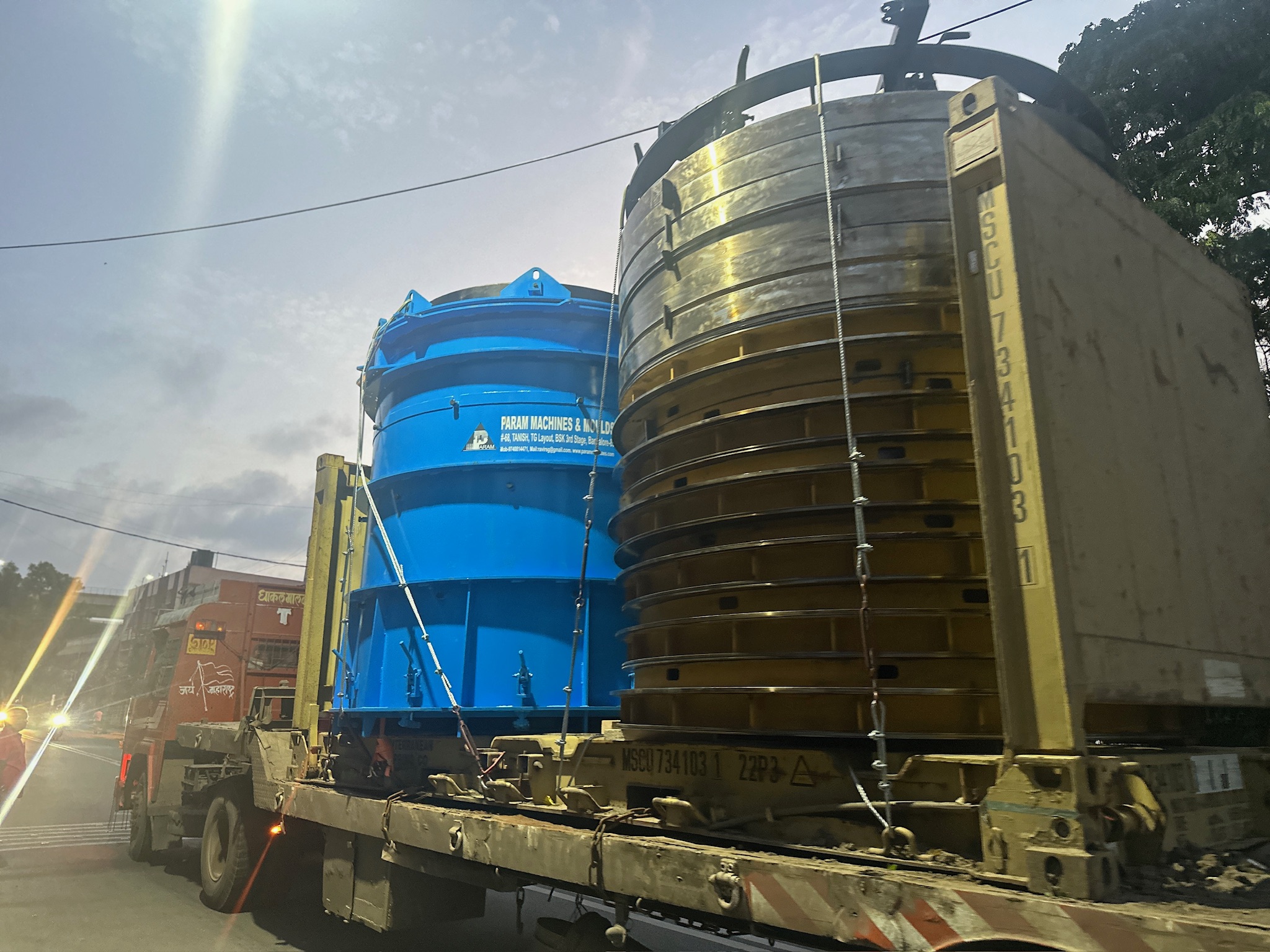 Moulds and pallets loaded on truck